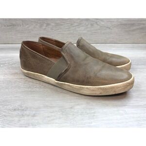 FRYE Men's Company Slip On Sneakers Taupe Leather Distressed 9 Casual Shoes